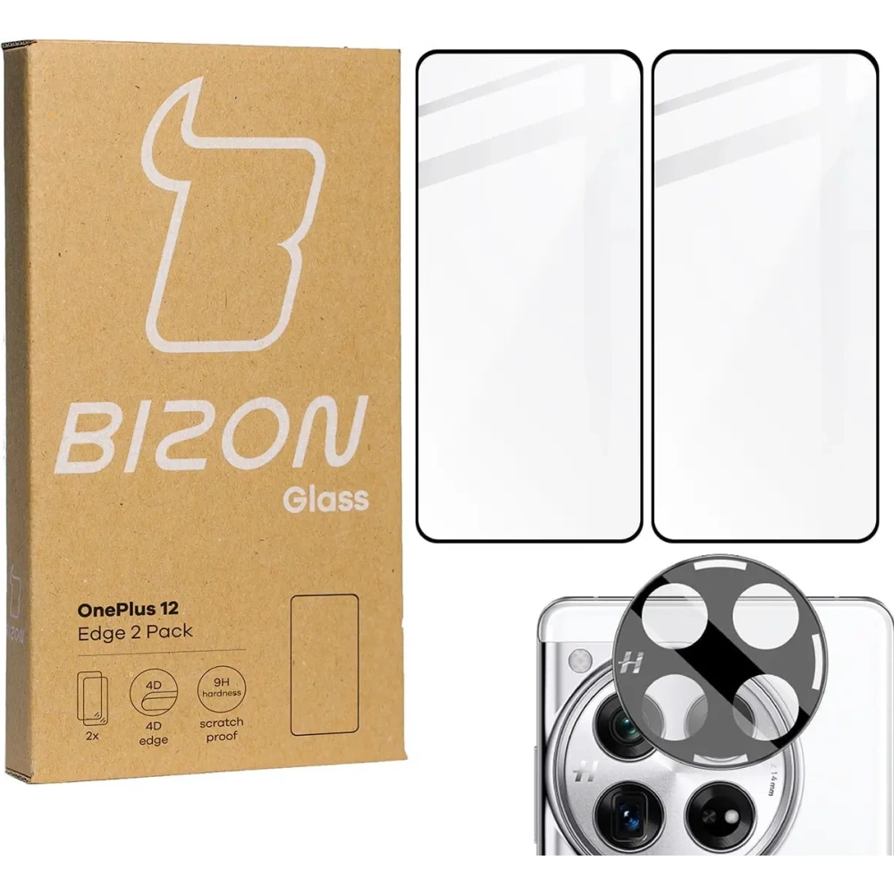 Hurtownia GSM - BIZON Edge 3D 2x sticlă de ecran + sticlă pentru cameră OnePlus 12 - BIZ4450 - {ean13} - Hurt