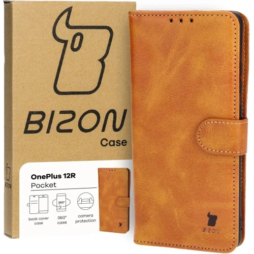 Etui z klapką Bizon Case Pocket do OnePlus 12R brązowe