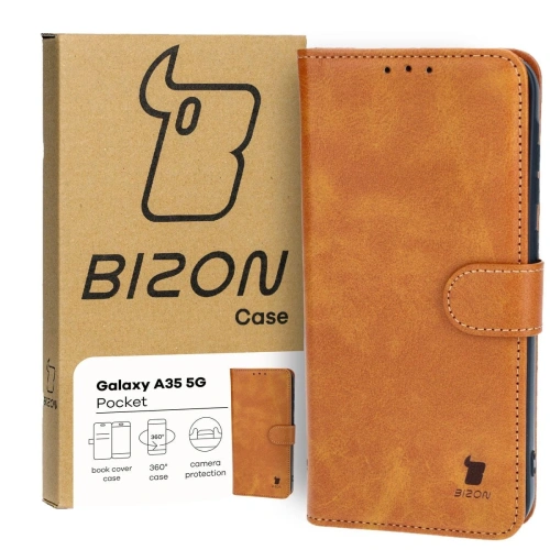 Etui z klapką Bizon Case Pocket do Samsung Galaxy A35 5G brązowe
