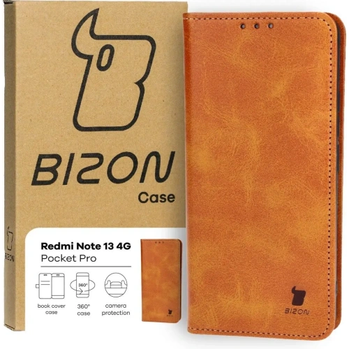 Etui z klapką Bizon Case Pocket Pro do Xiaomi Redmi Note 13 4G brązowe