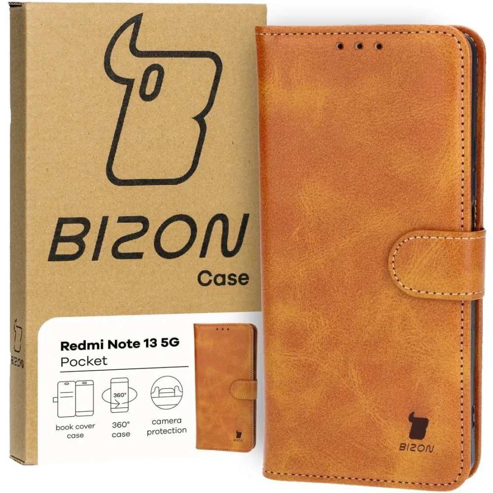 Hurtownia GSM - Etui z klapką Bizon Case Pocket do Xiaomi Redmi Note 13 5G brązowe - BIZ4478 - {ean13} - Hurt