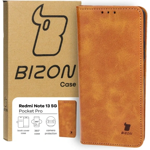 Etui z klapką Bizon Case Pocket Pro do Xiaomi Redmi Note 13 5G brązowe