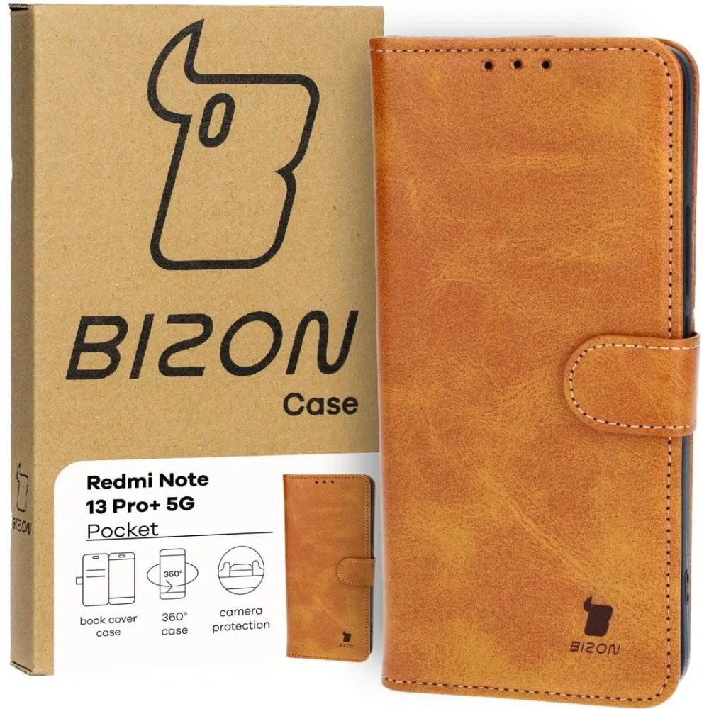 Hurtownia GSM - Bizon tok zsebbe Xiaomi Redmi Note 13 Pro+ 5G barna - BIZ4483 - {ean13} - Hurt