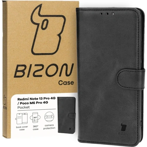 Etui z klapką Bizon Case Pocket do Xiaomi Poco M6 Pro 4G / Xiaomi Redmi Note 13 Pro 4G / LTE / 14S czarne