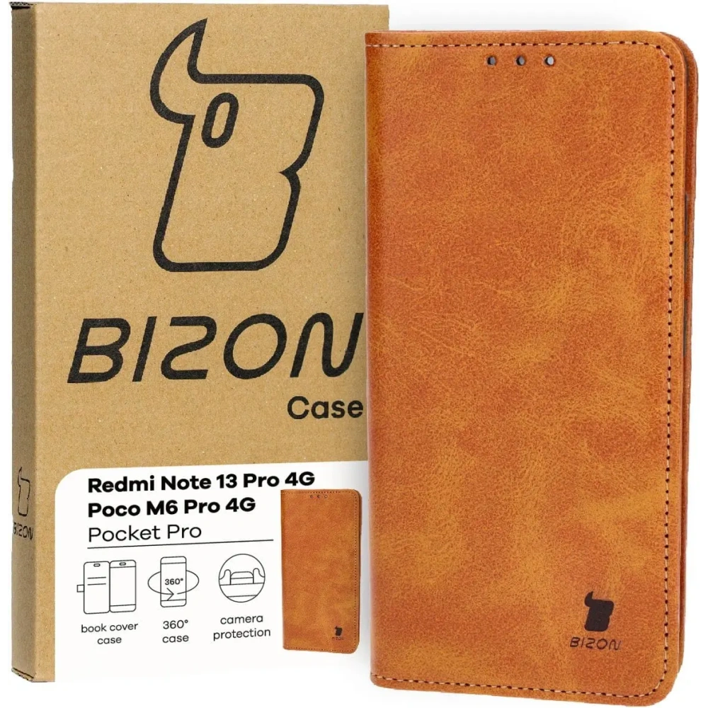 Hurtownia GSM - Etui z klapką Bizon Case Pocket Pro do Xiaomi Poco M4 Pro 5G / Xiaomi Redmi Note 11s 5G brązowe - BIZ4488 - {ean13} - Hurt