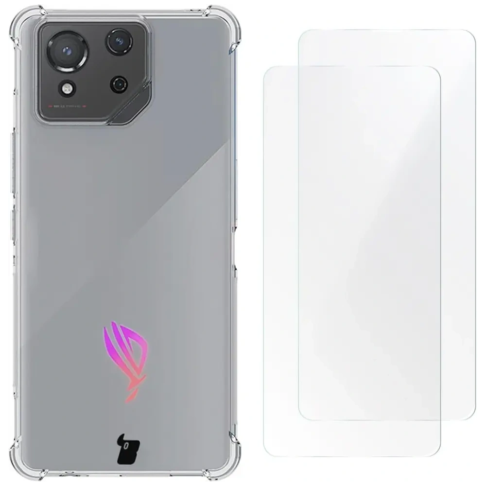 Hurtownia GSM - Bizon Case Clear Pack carcasă + 2x folie de protecție pentru ecran Asus ROG Phone 8 transparent. - BIZ4491 - {ean13} - Hurt