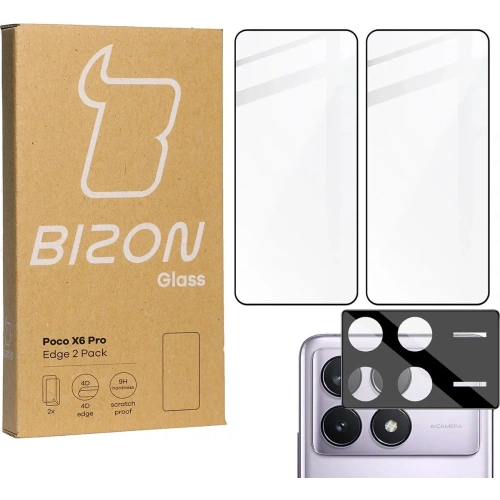 2x Szkło na ekran + szkło na aparat BIZON Edge do Xiaomi Poco X6 Pro