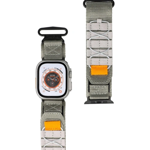 Sportowy pasek do zegarka Bizon Strap Watch Adventure do Apple Watch 44/45/46/49 mm szary