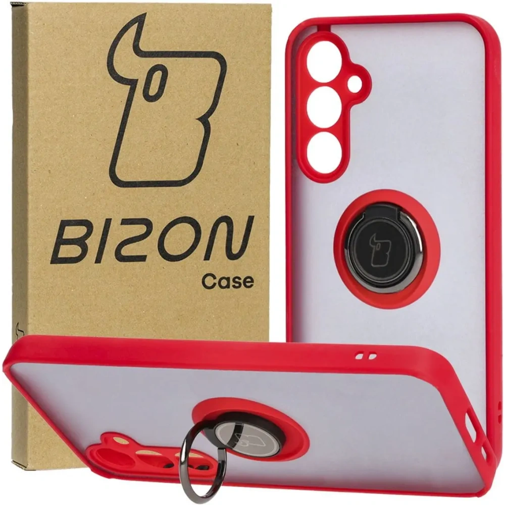 Hurtownia GSM - Bizon Case Hybrid Ring Samsung Galaxy S23 FE fumuriu cu un cadru roșu - BIZ4527 - {ean13} - Hurt