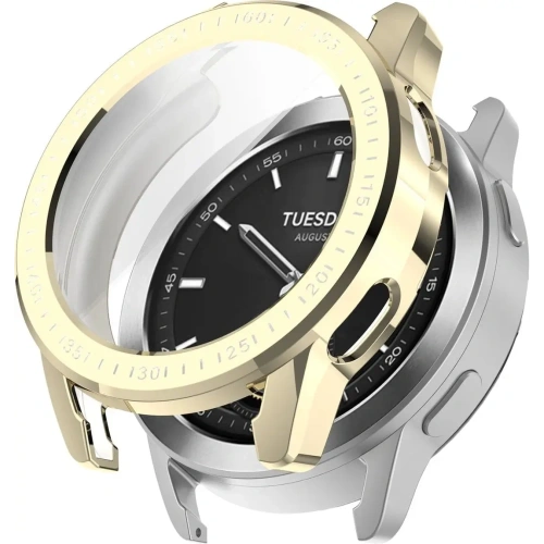 Etui z osłoną ekranu Bizon Case Watch Felipe do Xiaomi Watch S3 47 mm złote