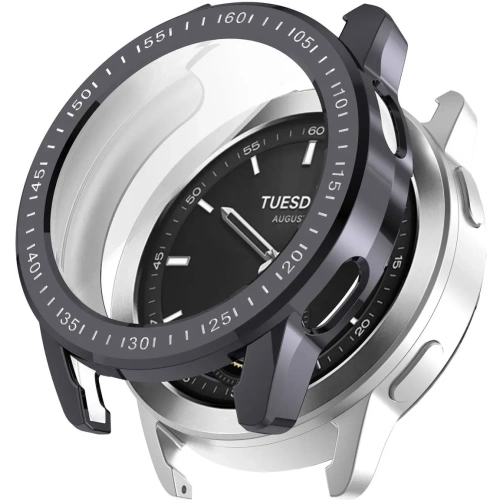 Etui z osłoną ekranu Bizon Case Watch Felipe do Xiaomi Watch S3 47 mm szare