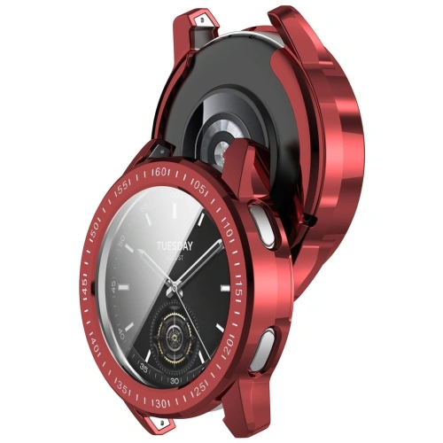 Etui z osłoną ekranu Bizon Case Watch Felipe do Xiaomi Watch S3 47 mm czerwone