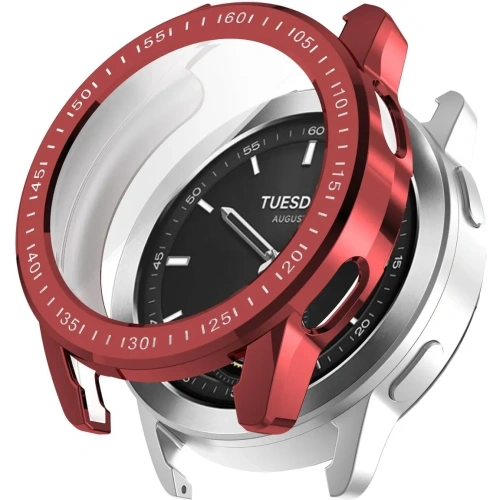 Etui z osłoną ekranu Bizon Case Watch Felipe do Xiaomi Watch S3 47 mm czerwone