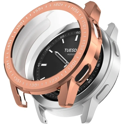 Etui z osłoną ekranu Bizon Case Watch Felipe do Xiaomi Watch S3 47 mm różowozłote