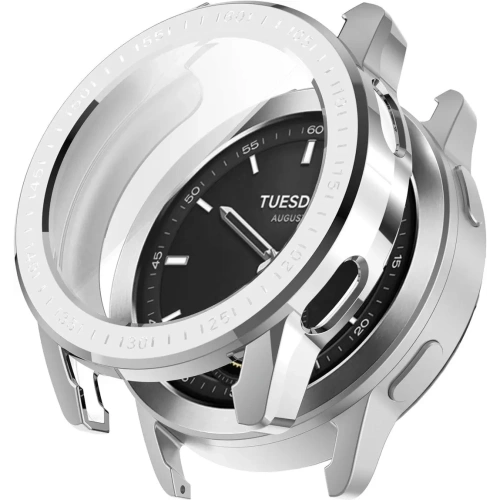 Etui z osłoną ekranu Bizon Case Watch Felipe do Xiaomi Watch S3 47 mm srebrne