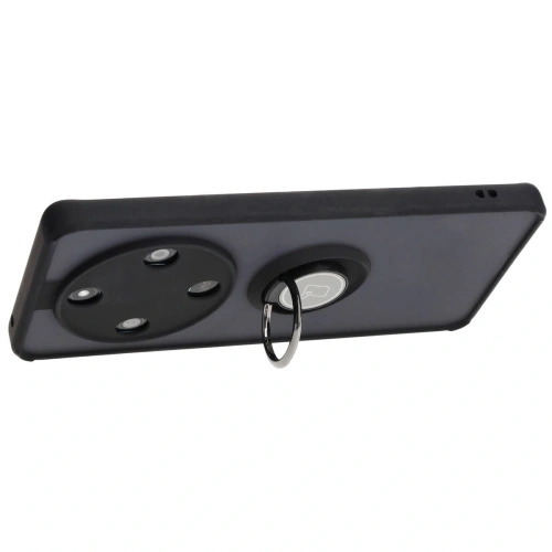 Etui z uchwytem na palec Bizon Case Hybrid Ring do Honor Magic6 Lite przydymione z czarną ramką