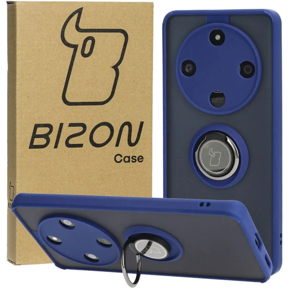 Hurtownia GSM - Etui s úchopem na prst Bizon Case Hybrid Ring pro Honor Magic6 Lite kouřové s modrým rámem - BIZ4538 - {ean13} - Hurt