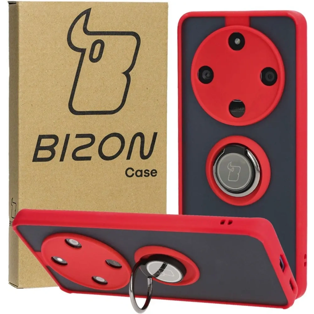 Hurtownia GSM - Bizon Case Hybrid Ring Honor Magic6 Lite rauchig mit einem roten Rahmen - BIZ4539 - {ean13} - Hurt