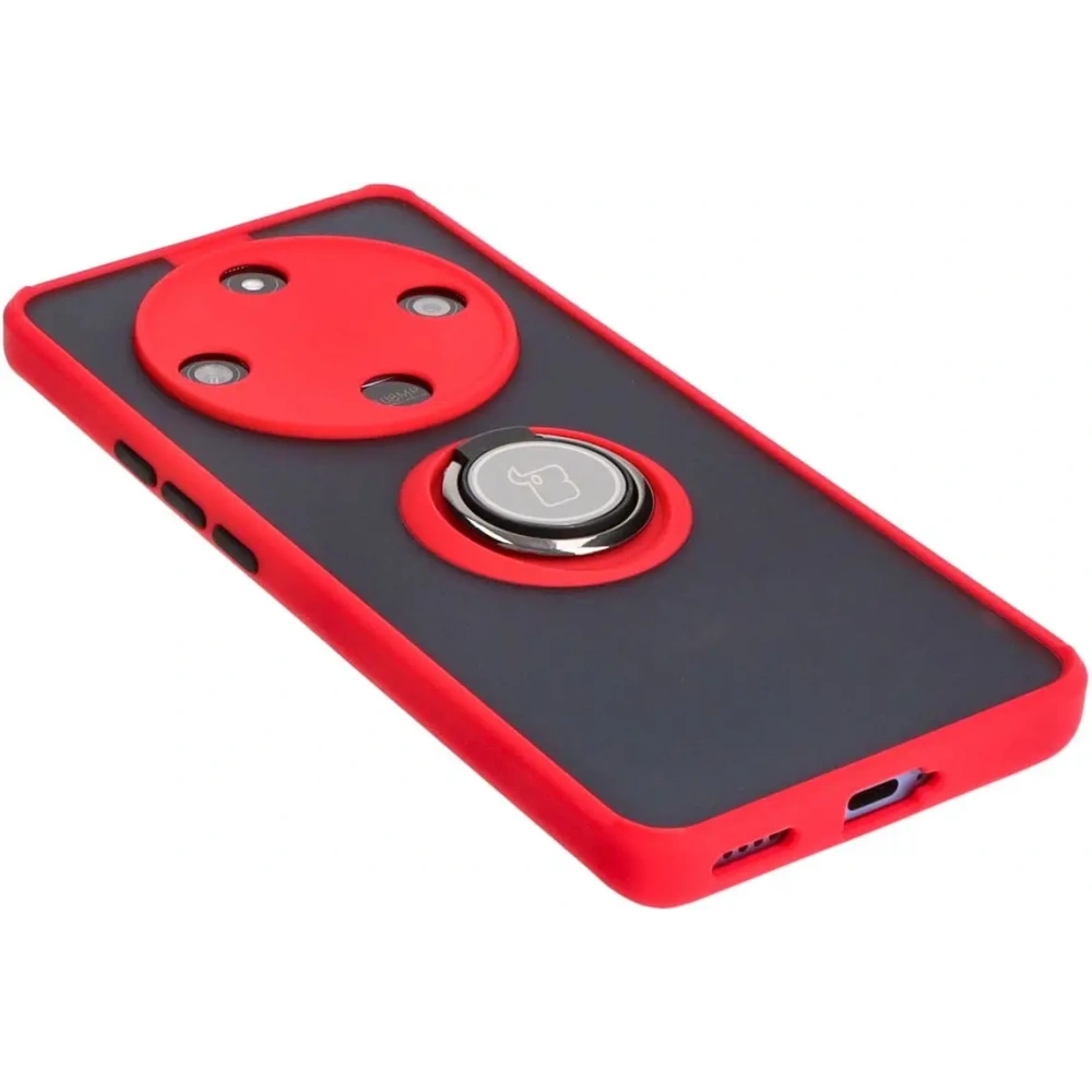 Hurtownia GSM - Bizon Case Hybrid Ring Honor Magic6 Lite rauchig mit einem roten Rahmen - BIZ4539 - {ean13} - Hurt