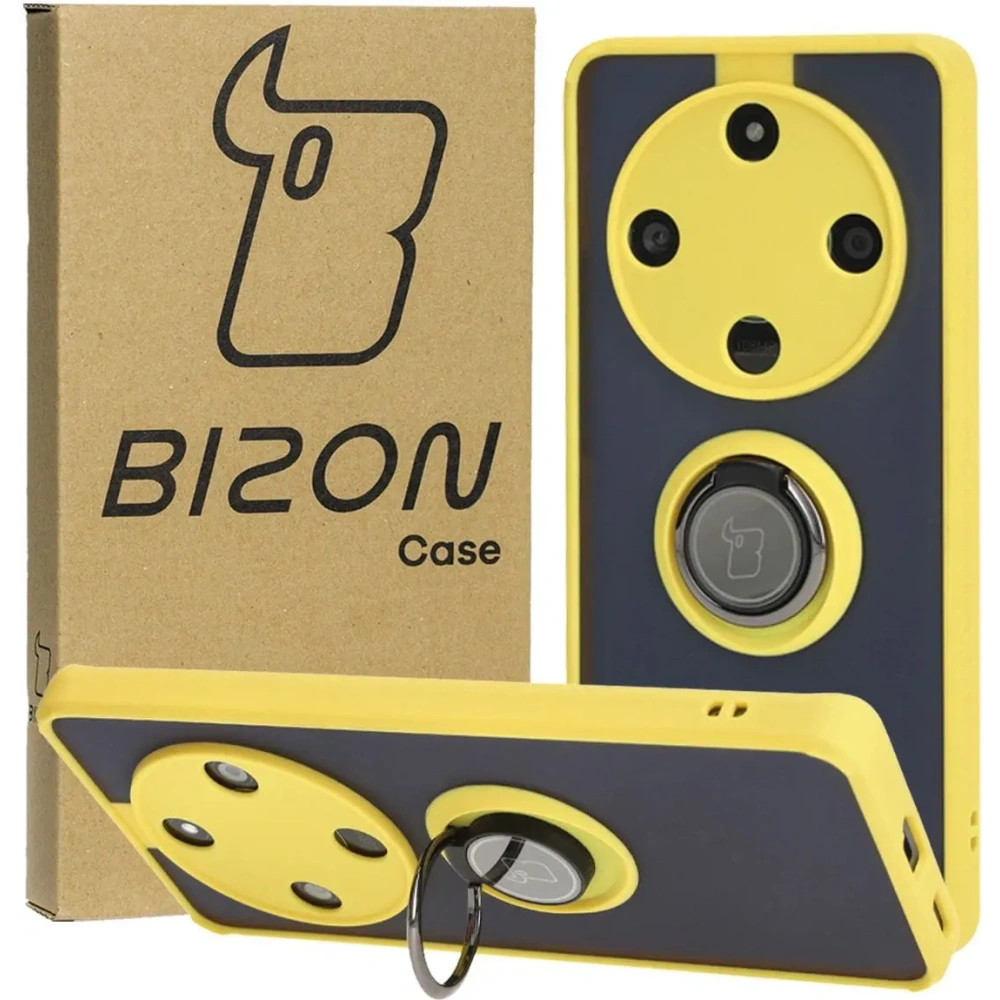 Wholesale Bizon Case Hybrid Ring Honor Magic6 Lite smoky with a yellow frame - BIZ5112 - {ean13} - Hurt
