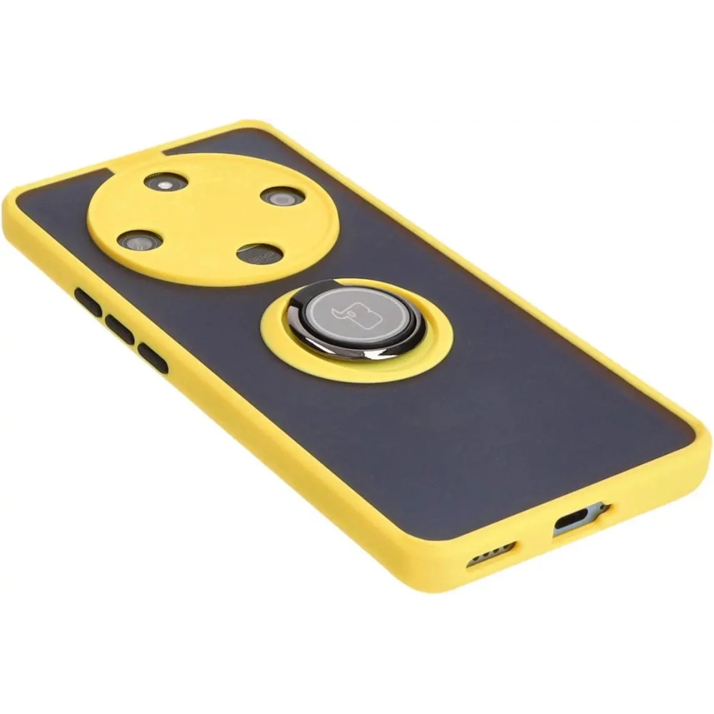 Hurtownia GSM - Etui z uchwytem na palec Bizon Case Hybrid Ring do Honor Magic6 Lite przydymione z żółtą ramką - BIZ5112 - {ean13} - Hurt