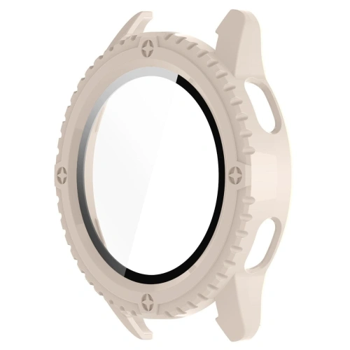 Etui Bizon Case+Glass Watch do Xiaomi Watch S3 47 mm beżowe