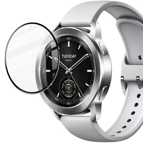 Szkło hybrydowe Bizon Glass Watch Edge Hybrid do Xiaomi Watch S3 47 mm czarne