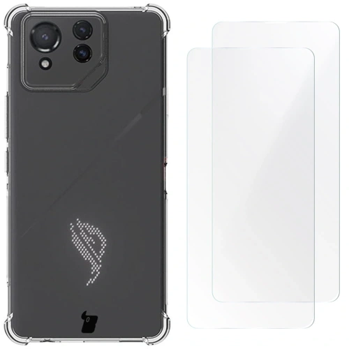 Etui + 2x folia Bizon Case Clear Pack do Asus ROG Phone 8 Pro przezroczyste