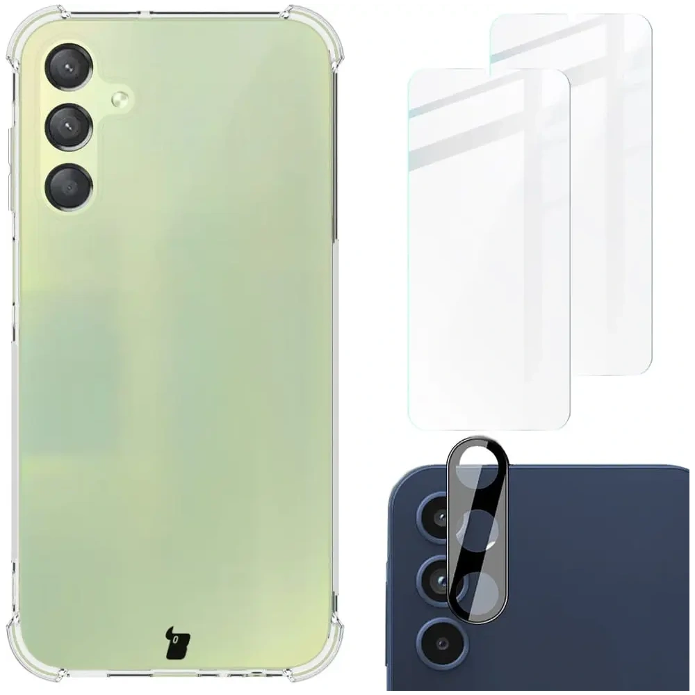 Wholesale Bizon Case Clear Pack case + 2x screen glass + lens glass Samsung Galaxy A15 4G/5G clear - BIZ4565 - {ean13} - Hurt