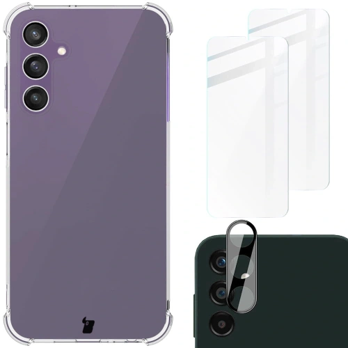 Etui + 2x szkło na ekran + obiektyw Bizon Case Clear Pack do Samsung Galaxy A25 5G przezroczyste