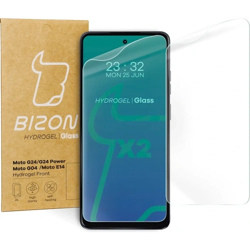 Folia hydrożelowa na ekran Bizon Glass Hydrogel Front do Motorola Moto G04/G24/G24 Power/E14 [2 PACK]
