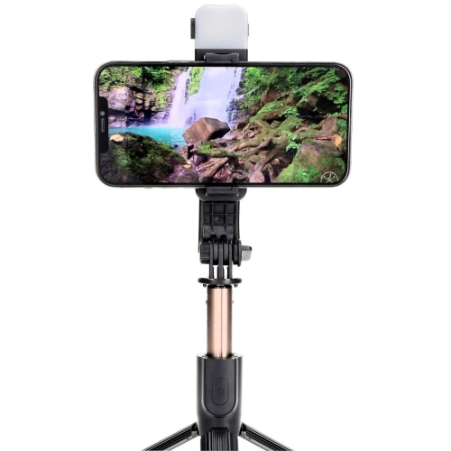 Kijek do selfie / tripod z lampą i pilotem Bizon Accessories Selfie Lamp czarny