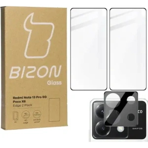 Hurtownia GSM - BIZON Edge 2x Bildschirmglas + Kameraglas Xiaomi Poco X6 / Redmi Note 13 Pro 5G - BIZ5174 - {ean13} - Hurt