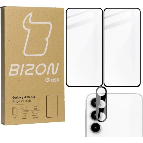 2x Szkło na ekran + szkło na aparat BIZON Edge do Samsung Galaxy A55 5G