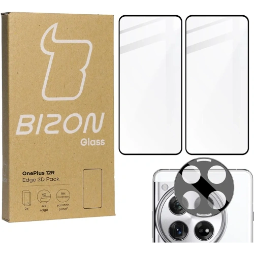2x Szkło na ekran + szkło na aparat BIZON Edge 3D do OnePlus 12R
