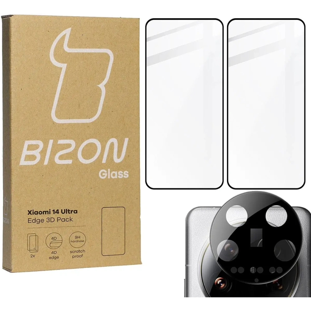 Hurtownia GSM - 2x Szkło na ekran + szkło na aparat BIZON Edge 3D do Xiaomi 14 Ultra - BIZ5182 - {ean13} - Hurt