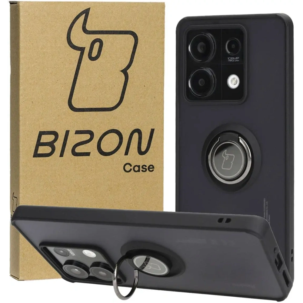 Hurtownia GSM - Etui s úchytem na prst Bizon Case Hybrid Ring pro Xiaomi Redmi Note 13 5G kouřové s černým rámem - BIZ5187 - {ean13} - Hurt