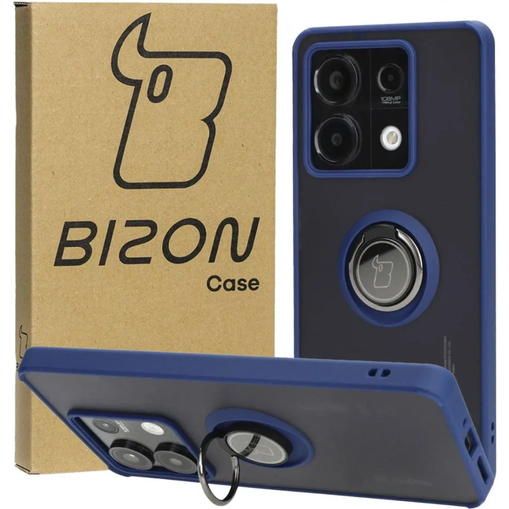 Hurtownia GSM - Bizon Case Hybrid Ring Xiaomi Redmi Note 13 5G rauchig mit einem navyblauen Rahmen - BIZ4617 - {ean13} - Hurt