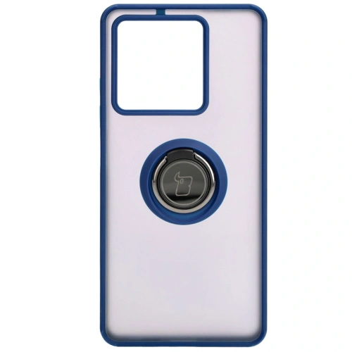 Etui z uchwytem na palec Bizon Case Hybrid Ring do Xiaomi Redmi Note 13 5G przydymione z granatową ramką