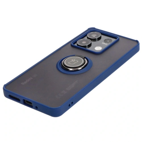 Etui z uchwytem na palec Bizon Case Hybrid Ring do Xiaomi Redmi Note 13 5G przydymione z granatową ramką