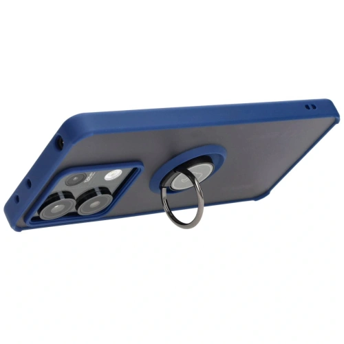 Etui z uchwytem na palec Bizon Case Hybrid Ring do Xiaomi Redmi Note 13 5G przydymione z granatową ramką