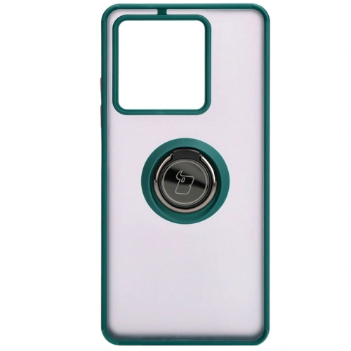 Etui z uchwytem na palec Bizon Case Hybrid Ring do Xiaomi Redmi Note 13 5G przydymione z ciemnozieloną ramką