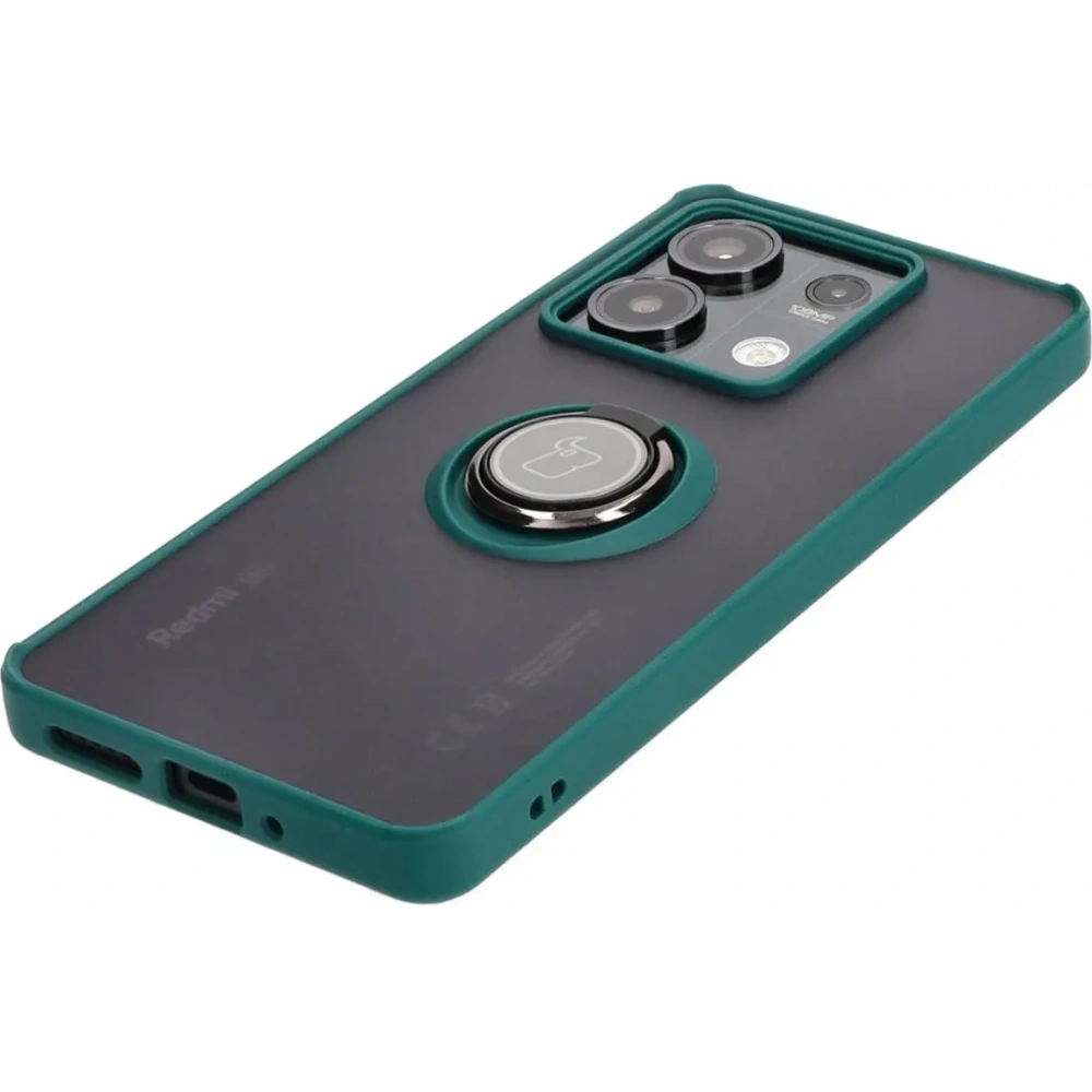 Hurtownia GSM - Bizon Case Hybrid Ring Xiaomi Redmi Note 13 5G smoky cu un cadru verde închis - BIZ4618 - {ean13} - Hurt