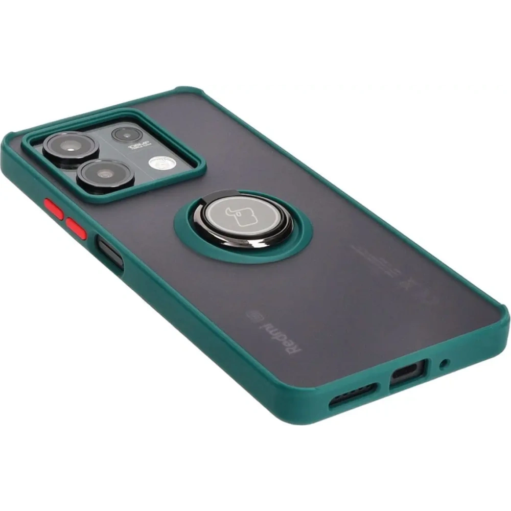 Hurtownia GSM - Bizon Case Hybrid Ring Xiaomi Redmi Note 13 5G smoky cu un cadru verde închis - BIZ4618 - {ean13} - Hurt