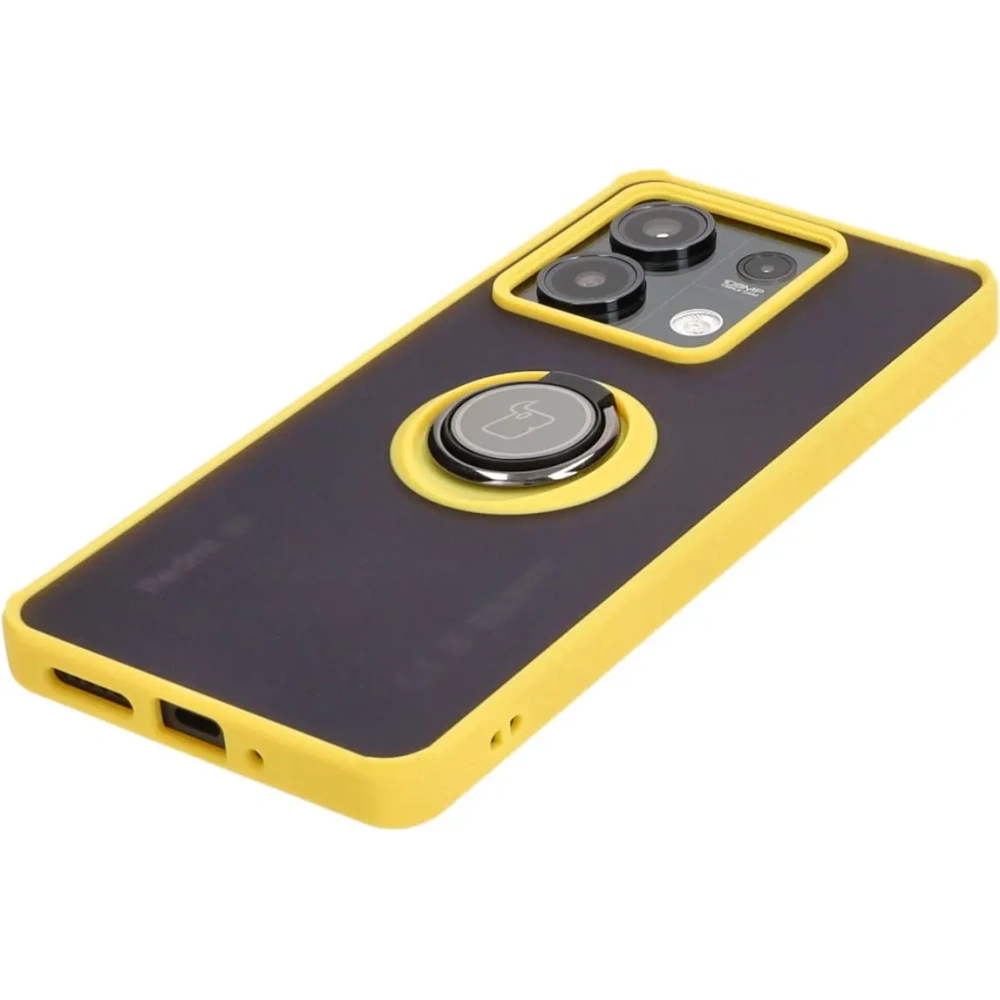 Hurtownia GSM - Etui z uchwytem na palec Bizon Case Hybrid Ring do Xiaomi Redmi Note 13 5G przydymione z żółtą ramką - BIZ5192 - {ean13} - Hurt