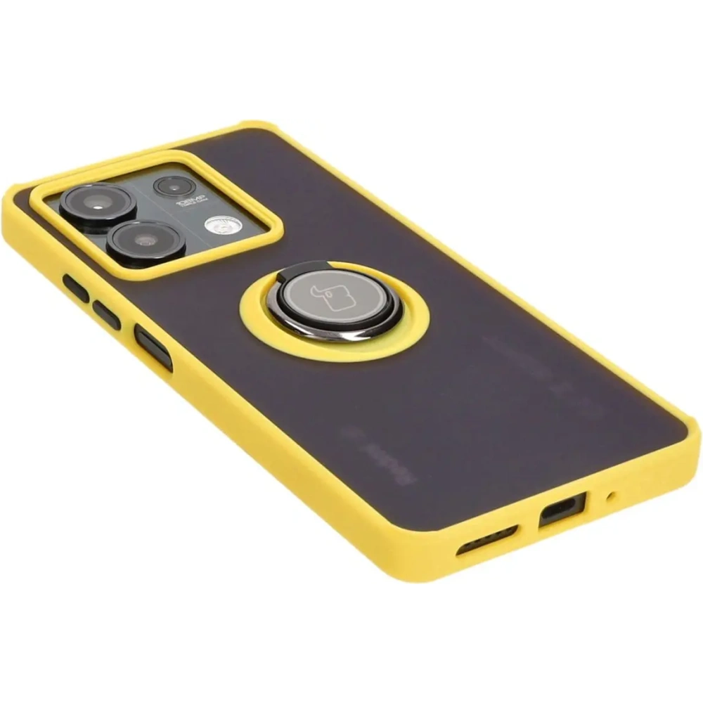 Hurtownia GSM - Etui z uchwytem na palec Bizon Case Hybrid Ring do Xiaomi Redmi Note 13 5G przydymione z żółtą ramką - BIZ5192 - {ean13} - Hurt