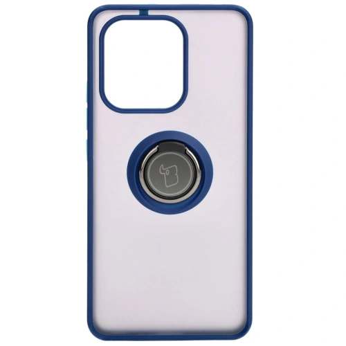 Etui z uchwytem na palec Bizon Case Hybrid Ring do Xiaomi Redmi Note 13 4G przydymione z granatową ramką