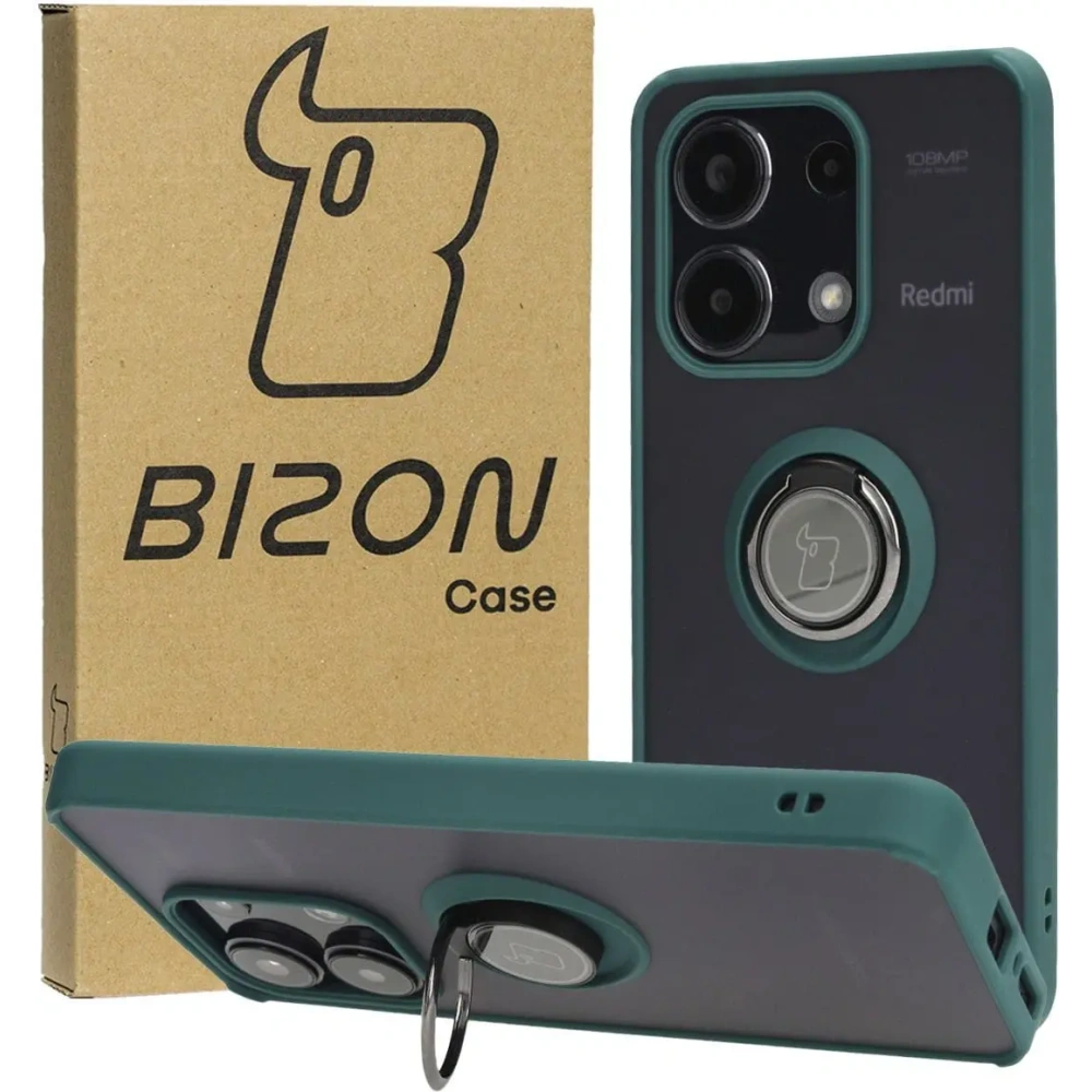 Hurtownia GSM - Bizon Case Hybrid Ring Xiaomi Redmi Note 13 4G füstös sötétzöld kerettel - BIZ5195 - {ean13} - Hurt