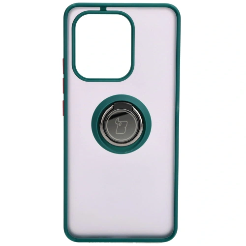 Etui z uchwytem na palec Bizon Case Hybrid Ring do Xiaomi Redmi Note 13 4G przydymione z ciemnozieloną ramką