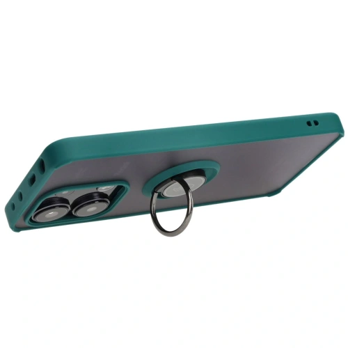Etui z uchwytem na palec Bizon Case Hybrid Ring do Xiaomi Redmi Note 13 4G przydymione z ciemnozieloną ramką
